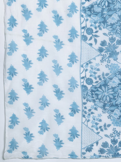 Floral Printed Pure Cotton Kurta with Trousers & Dupatta