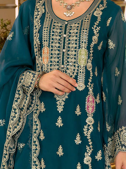 Adults-Women Woven Design Embroidered Kurta with Trousers & Dupatta