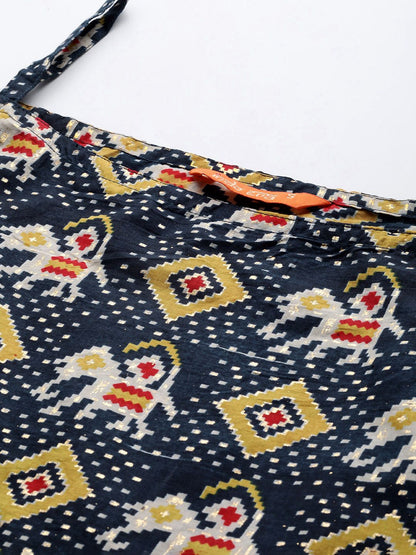 Dhiyona IE Women Blue Ethnic Motifs Printed Kurta with Trousers & With Dupatta