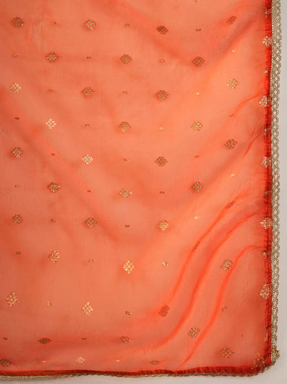 Paisley Yoke Design Liva Straight Kurta With Trousers & Dupatta