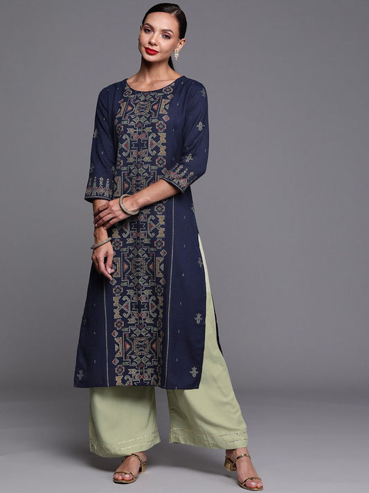 Dhiyona IE Women Ethnic Motifs Printed Straight Cotton Kurta