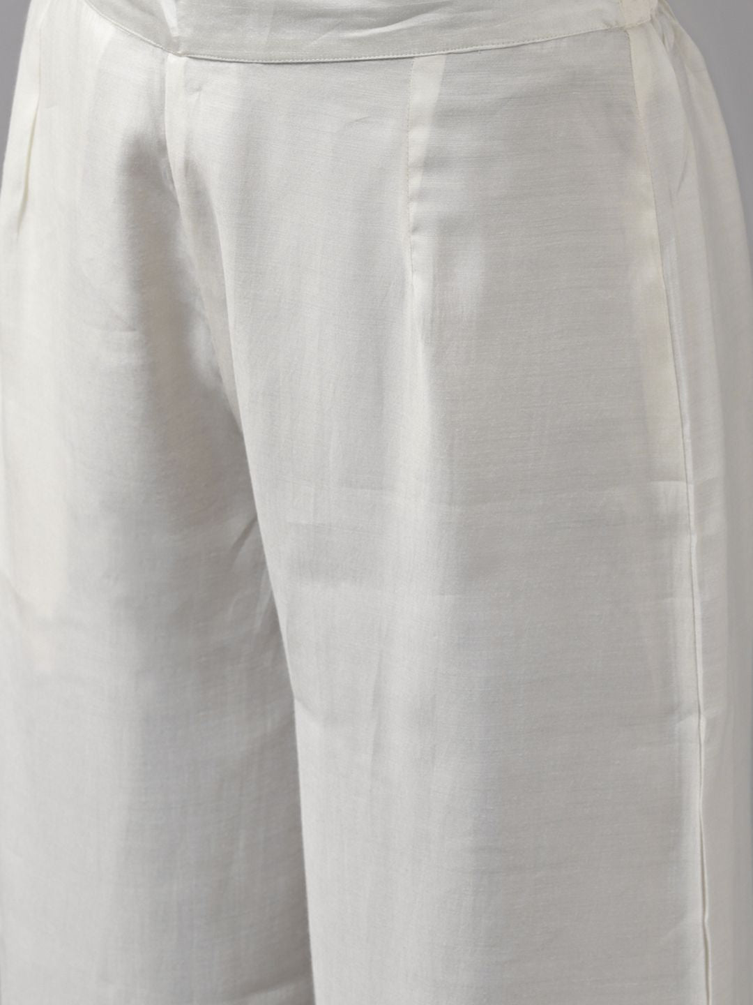 Dhiyona IE Women White Floral Yoke Design Regular Mirror Work Kurta with Palazzos & With Dupatta