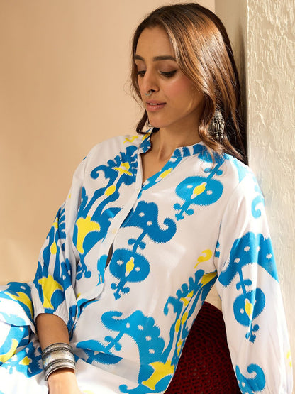 Dhiyona IE Women Printed Regular Kurta with Trousers