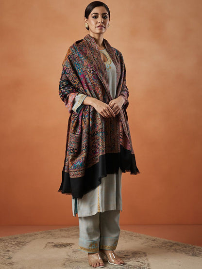 Dhiyona PA Floral Woven Design Fringed Shawl