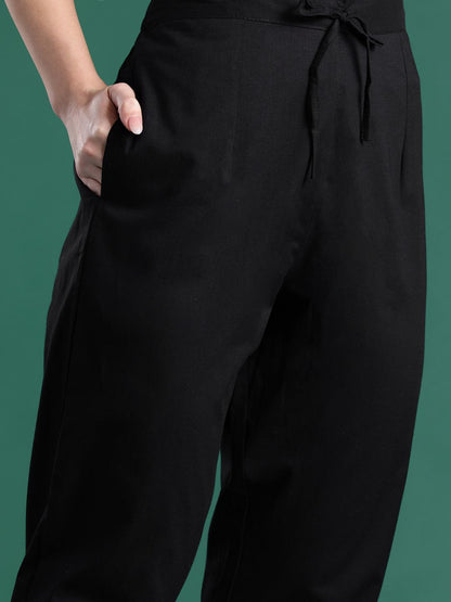 Geometric Printed Empire Thread Work Pure Cotton Kurta with Trousers & Dupatta