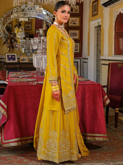 Dhiyona IE Women's Women Ethnic Motifs Embroidered Regular Mirror Work Kurta with Palazzos & Dupatta