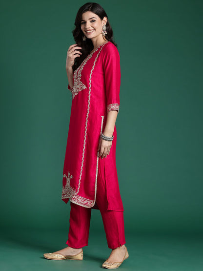 Women Paisley Embroidered Regular Kurta with Trousers & With Dupatta
