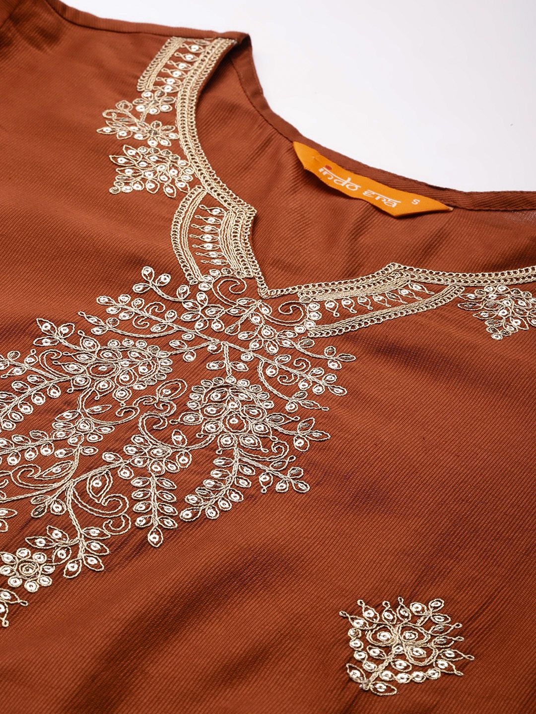 Floral Embroidered Liva Kurta with Trousers & With Dupatta