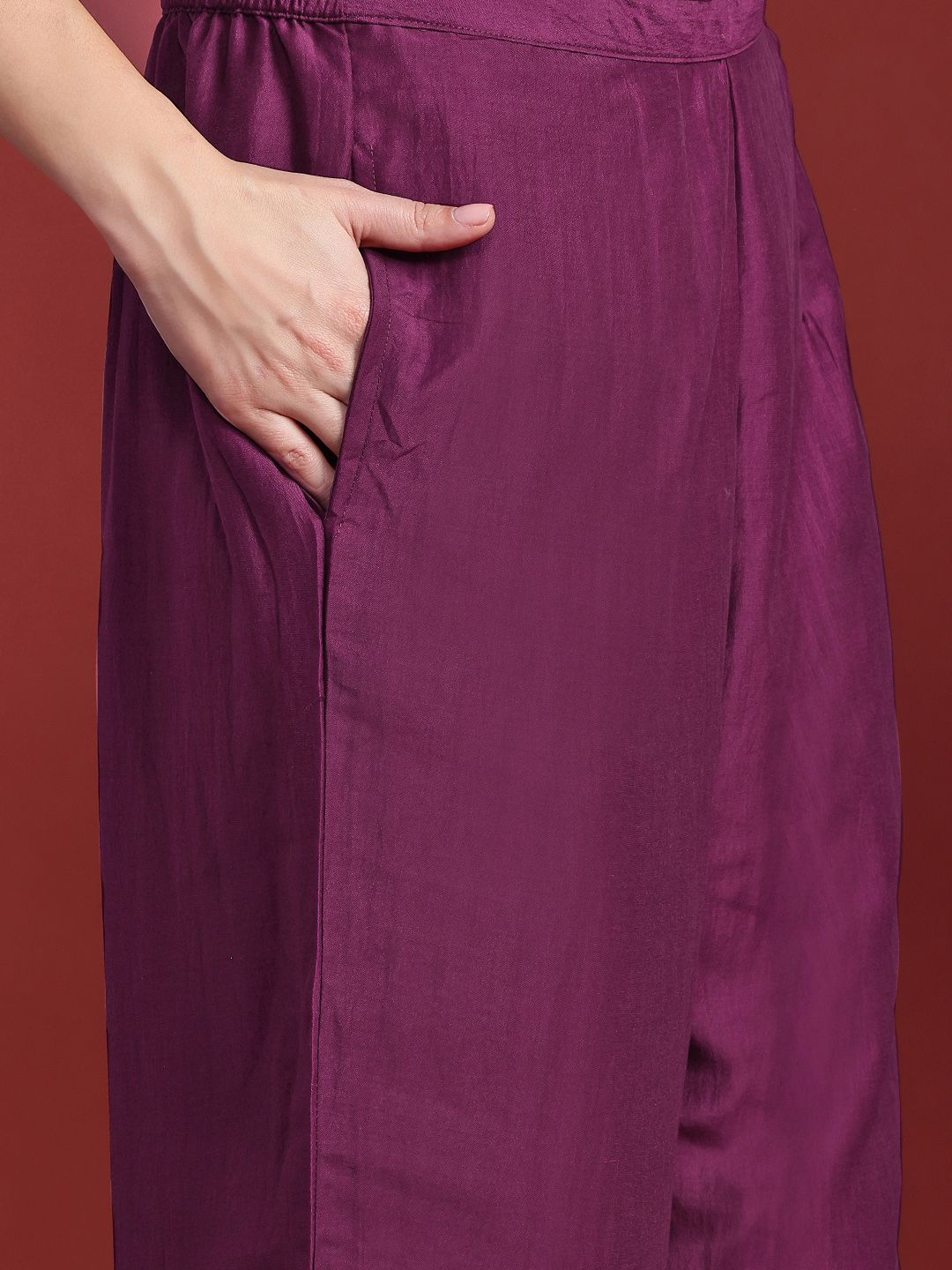 Embroidered Panelled Sequinned Kurta with Trousers