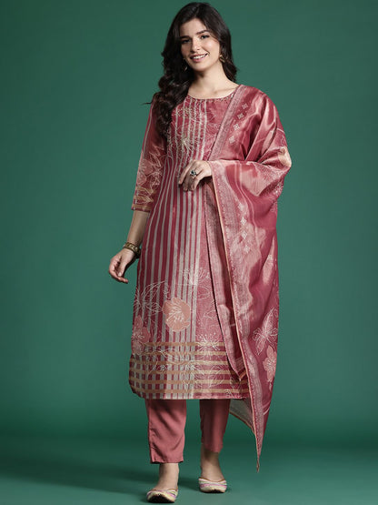 Dhiyona IE Floral Printed Kurta with Trousers & With Dupatta