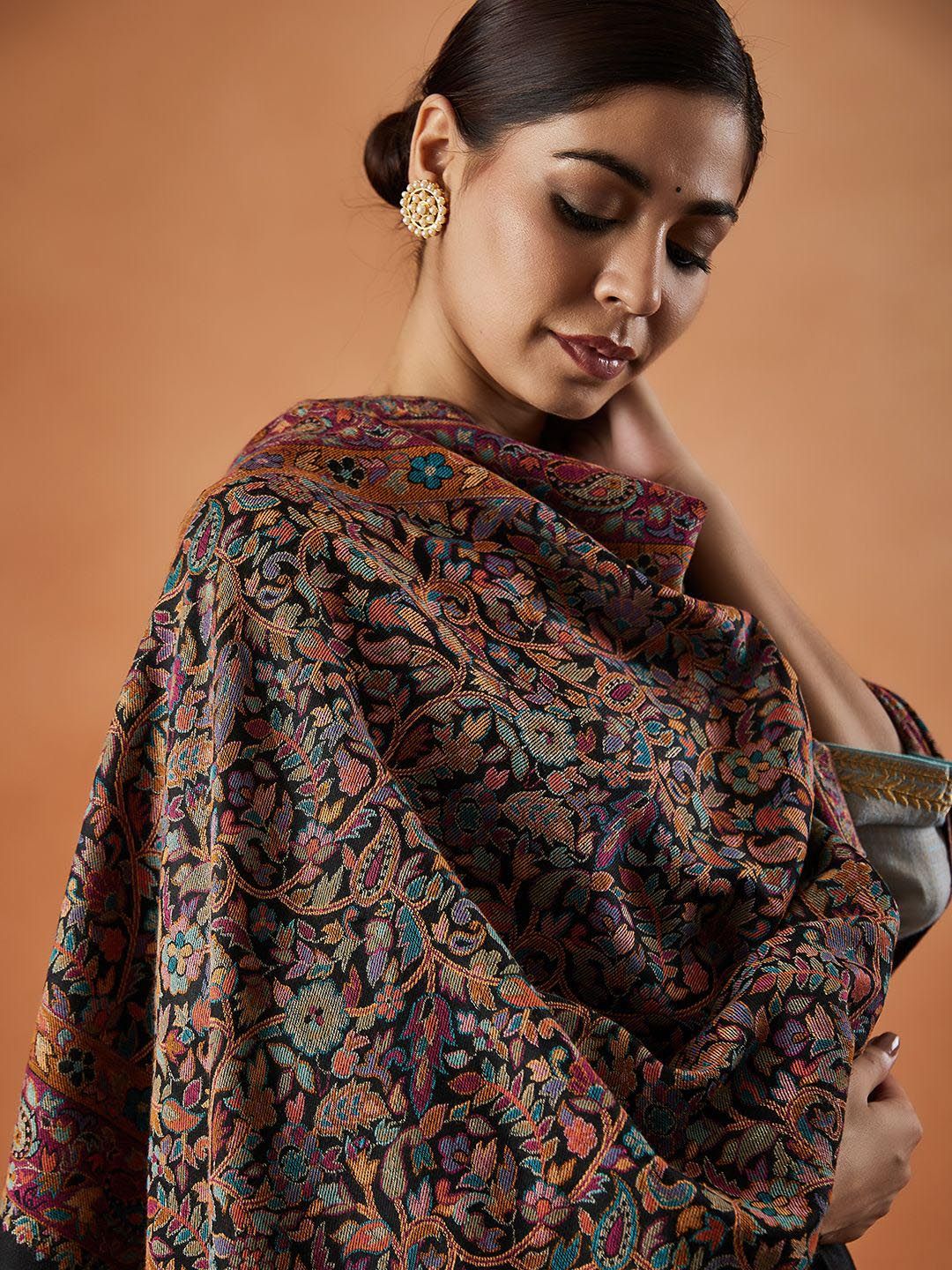 Dhiyona PA Floral Woven Design Fringed Shawl