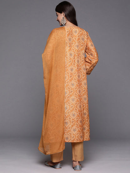 Dhiyona VA Women's Bandhani Printed Empire Gotta Patti Kurta with Trousers & Dupatta