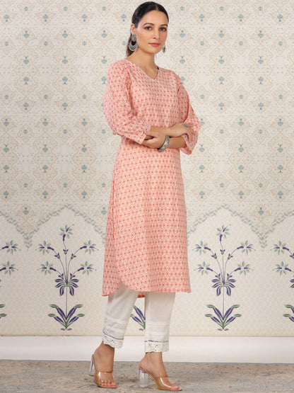 Dhiyona OD  Floral Printed Straight Pure Cotton Kurta