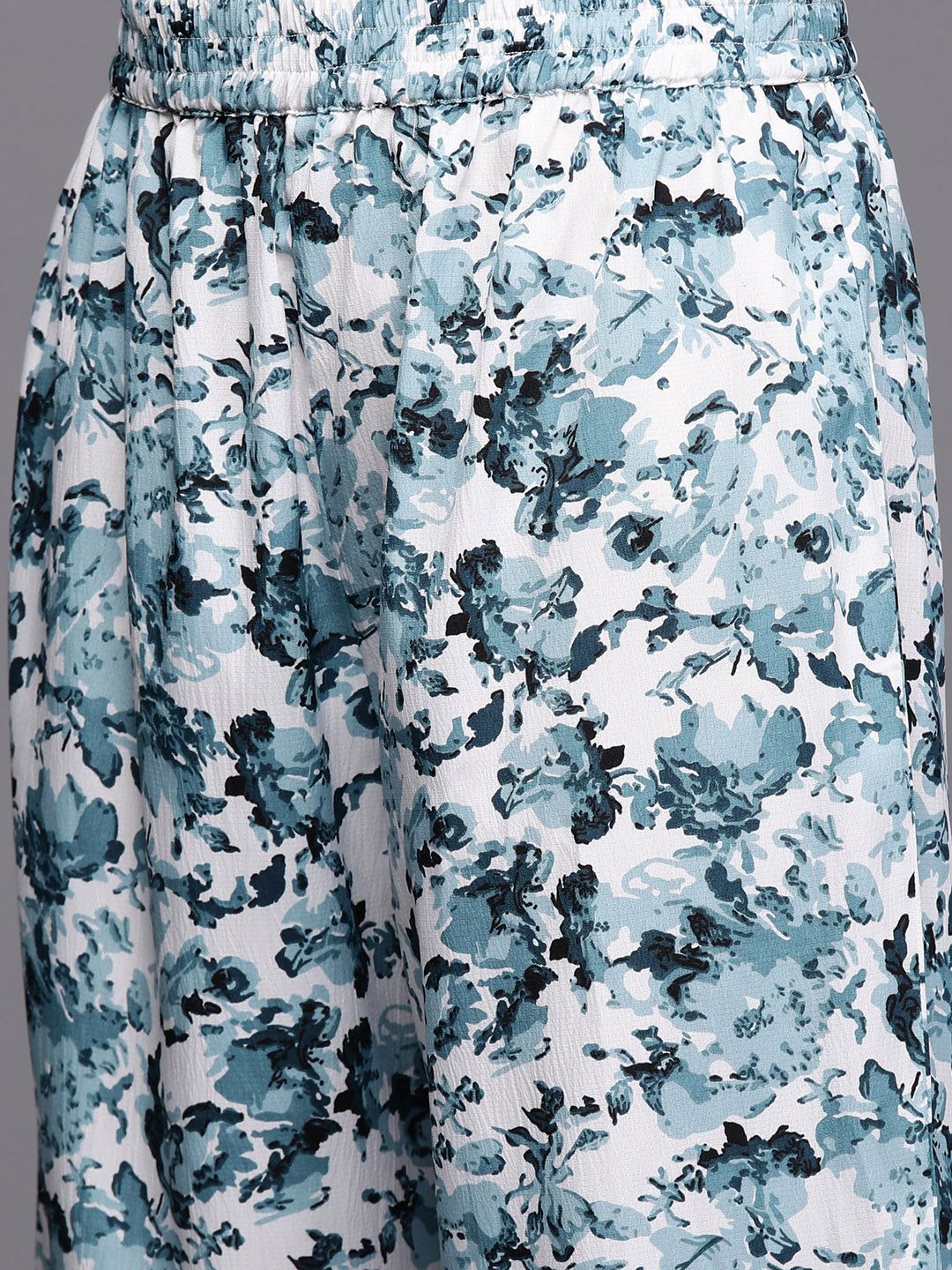 Dhiyona VA Women's Floral Printed Regular Silk Crepe Kurta with Trousers