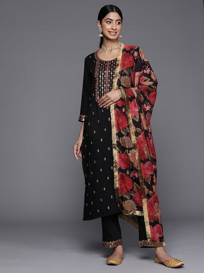 Dhiyona VA Women'sFloral Yoke Design Sequinned Kurta with Trousers & With Dupatta