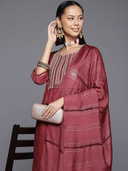Dhiyona VA Women's Yoke Design Sequinned Kurta with Trousers & With Dupatta