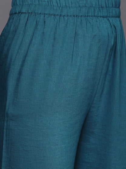 Dhiyona VA Women'sEthnic Zari Embroidered Sequence Embellished Kurta with Trouser & Dupatta