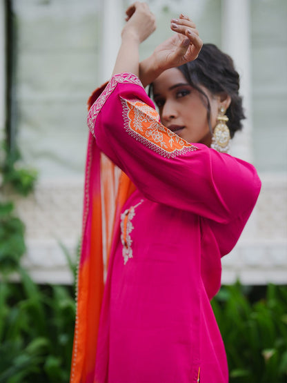 Women Ethnic Motifs Embroidered Regular Kurta with Trousers & With Dupatta