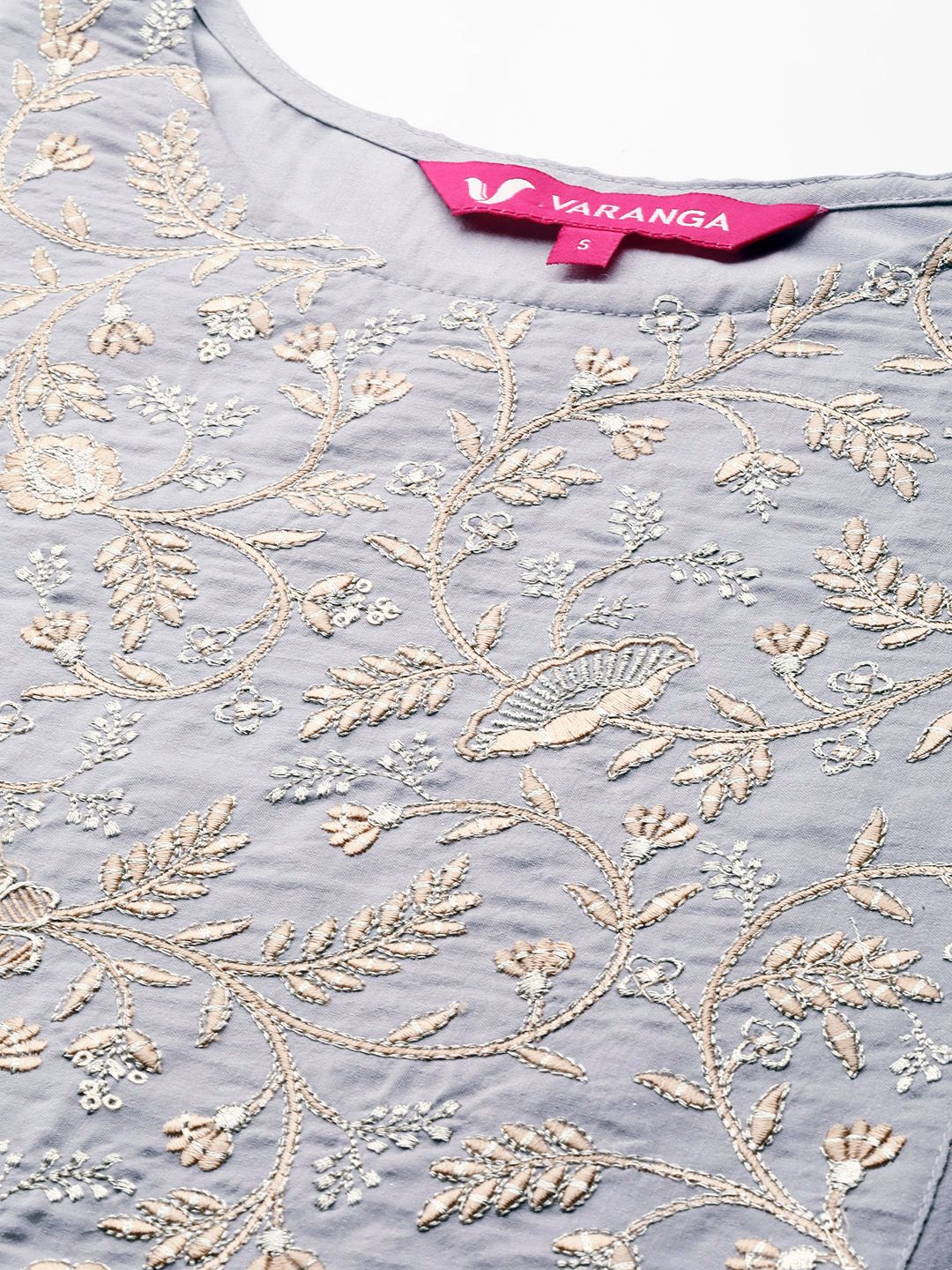 Dhiyona VA Women's Lavender Ethnic Motifs Embroidered Thread Work Kurta with Trousers & With Dupatta