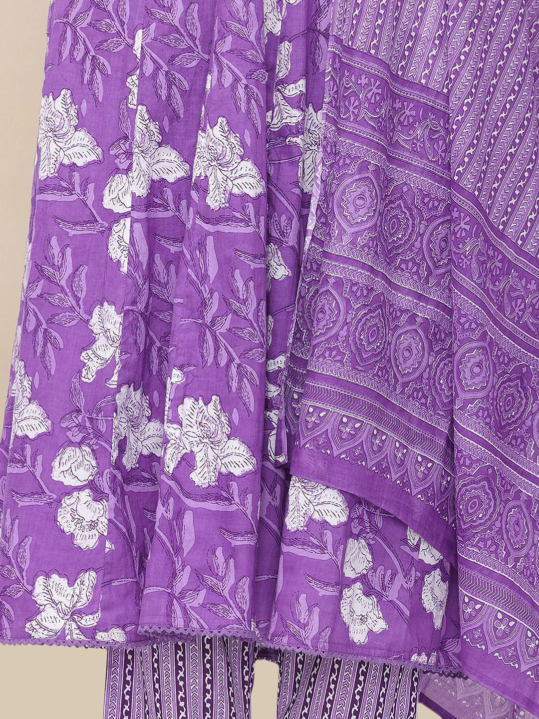 Dhiyona IS Women's Floral Printed Pure Cotton Kurta with Trousers & Dupatta