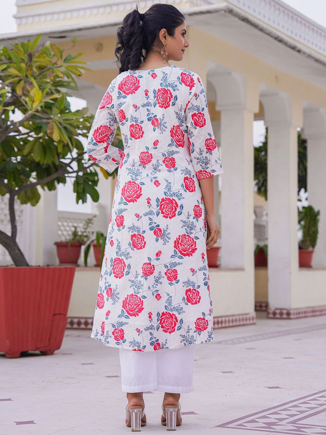 Dhiyona IE Printed Pure Cotton Tunic & Trousers Co-Ord Set