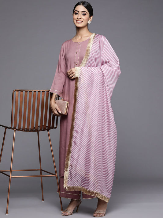 Dhiyona VA Women's Solid Yoke Design Kurta with Trousers & Dupatta