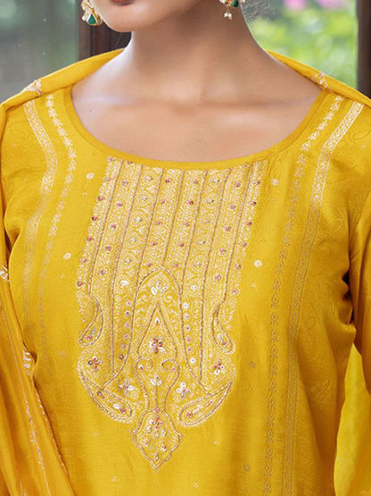 Dhiyona CH Women Ethnic Motifs Embroidered Regular Thread Work Kurta with Palazzos & Dupatta