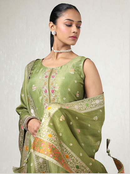 Dhiyona SO Women's Women Regular Sequinned Kurta with Trousers & With Dupatta