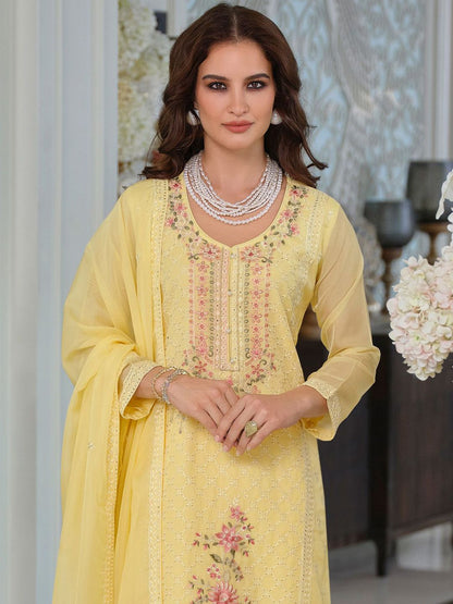 Adults-Women Woven Design Embroidered Kurta with Trousers & Dupatta