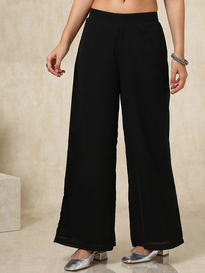 Dhiyona SO Women's Floral Embroidered Beads & Stones Straight Kurta with Palazzos & Dupatta