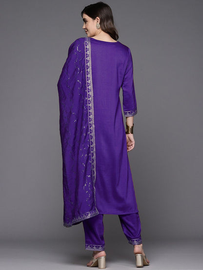 Ethnic Motifs Embroidered Kurta with Trousers & Dupatta