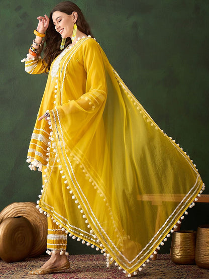 Dhiyona SN Women's Paisley Embroidered Anarkali Kurta & Trousers With Dupatta