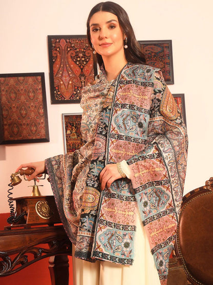 Dhiyona PA Guldasta Fine Wool Kalamkari Paisley Embroidered Shawl