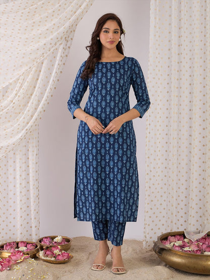 Women Ethnic Motifs Printed Pure Cotton Kurta with Trousers