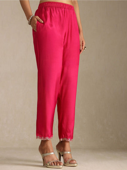 Dhiyona SO Women's Floral Woven Design V-Neck Sequinned Straight Kurta With Trousers And Dupatta