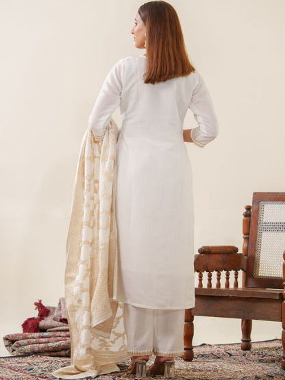 Dhiyona PD Women Ethnic Motifs Woven Design Kurta With Trousers & Dupatta