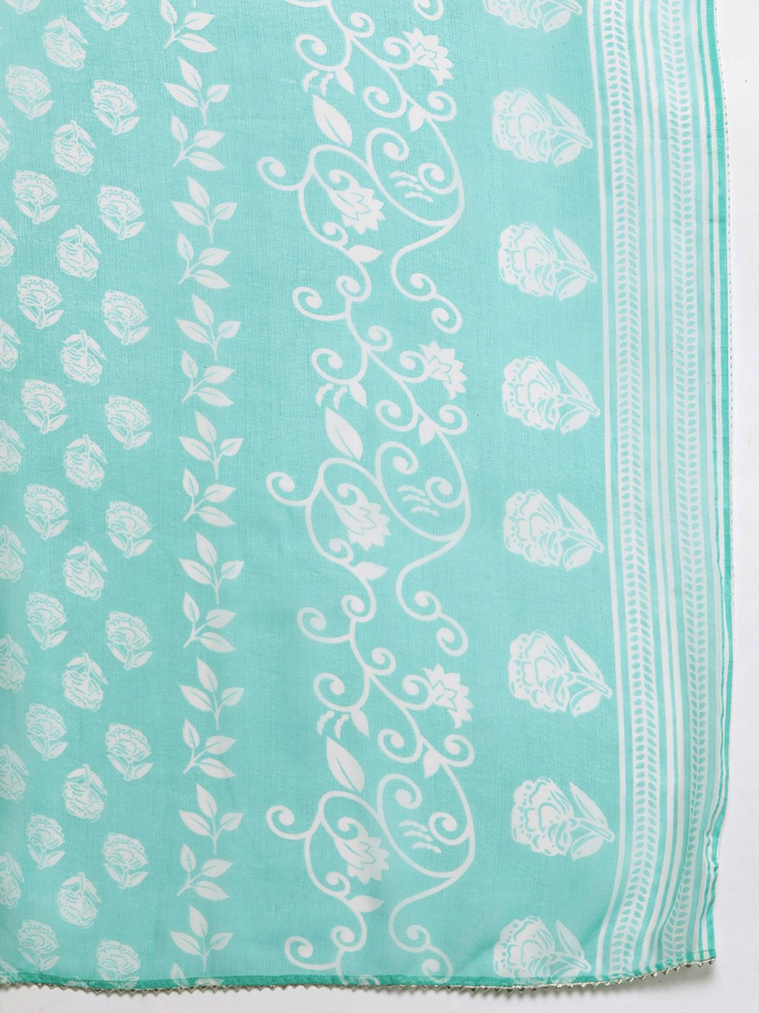 Floral Printed Regular Sequinned Pure Cotton Kurta With Trousers & Dupatta