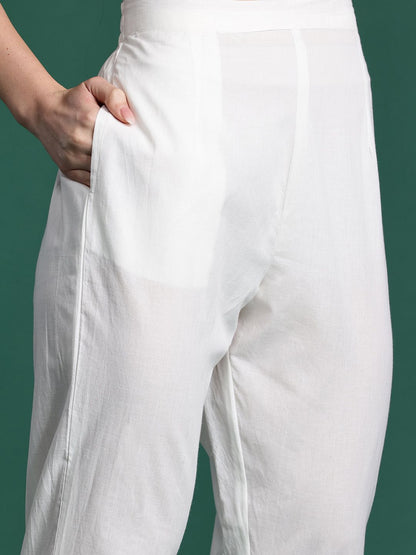 Floral Embroidered Kurta with Trousers & Dupatta