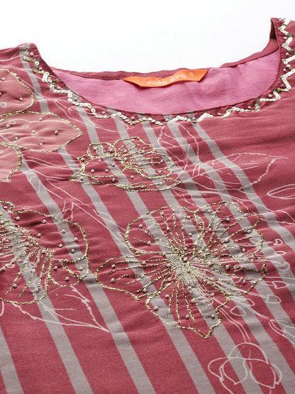 Dhiyona IE Floral Printed Kurta with Trousers & With Dupatta