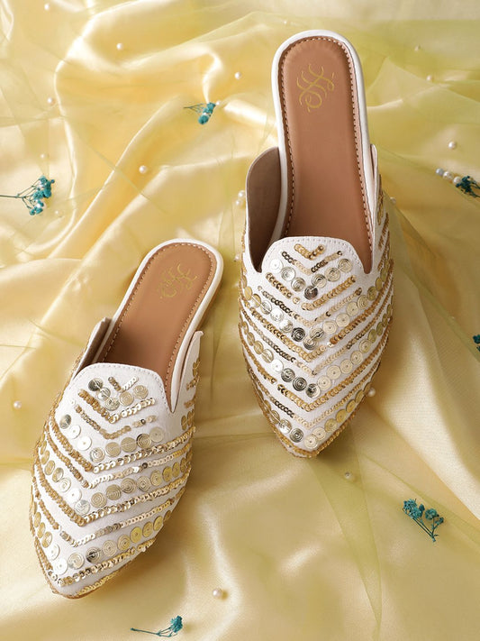 Dhiyona HOP Women Sequin Embellished Ethnic Mules