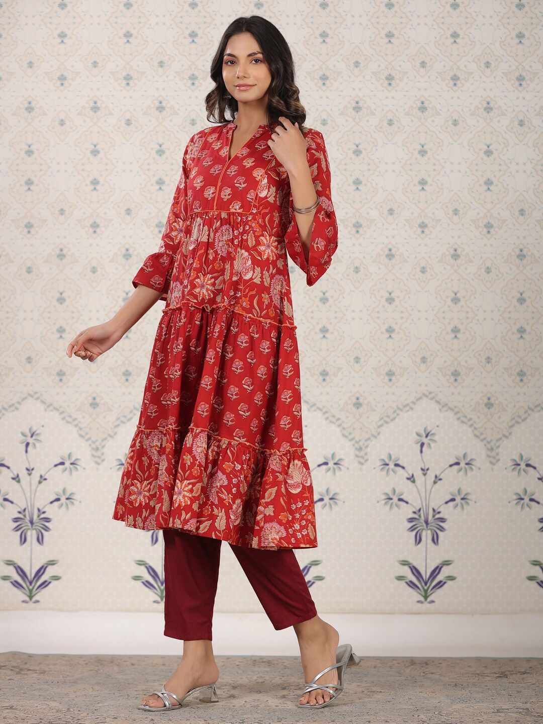 Dhiyona OD  Ethnic Motifs Printed Cotton Tiering Kurta
