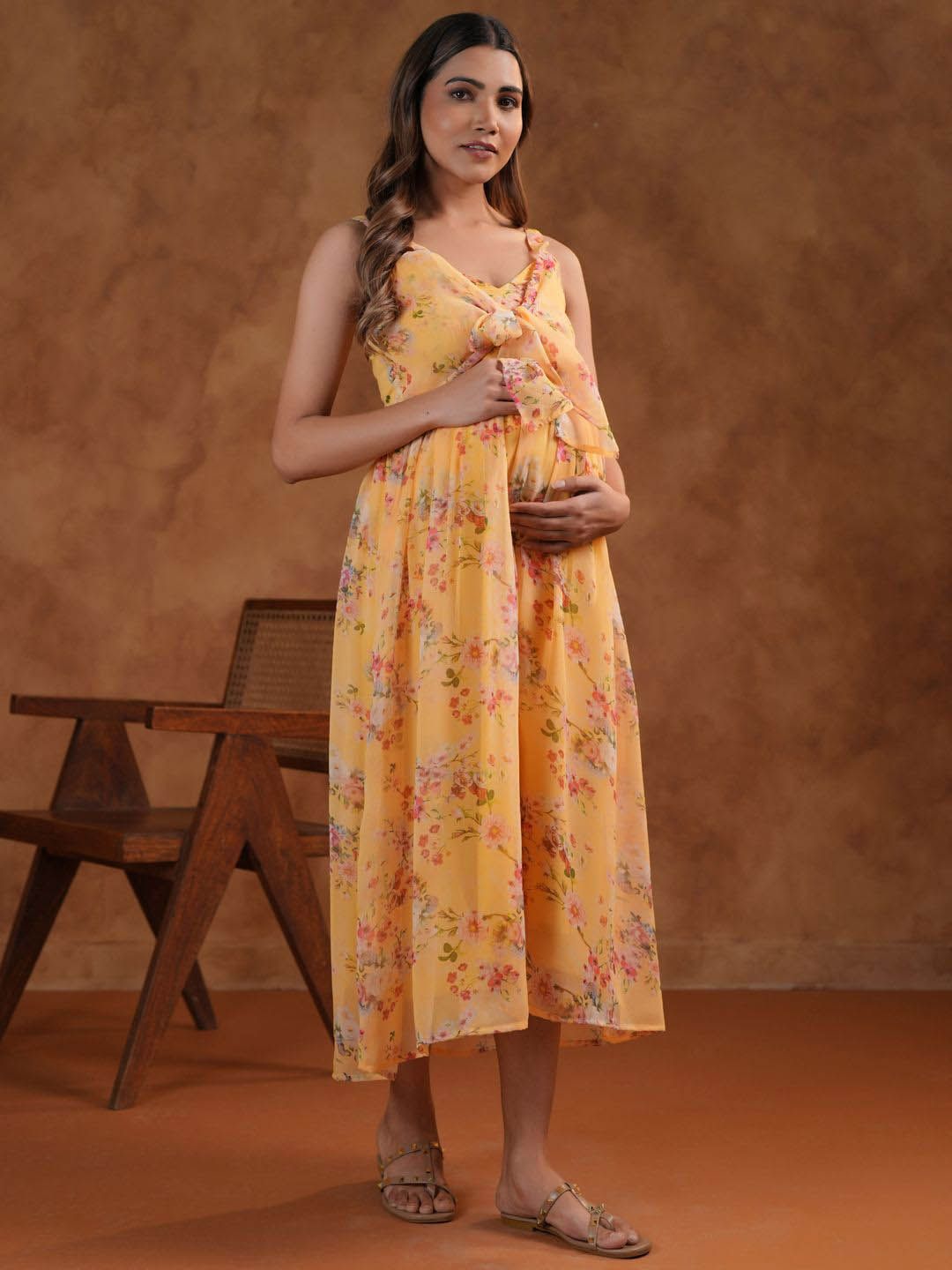 Dhiyona AY Women's Floral Printed Fit & Flared Maternity Ethnic Dresses