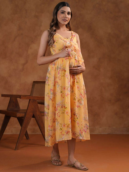 Dhiyona AY Women's Floral Printed Fit & Flared Maternity Ethnic Dresses