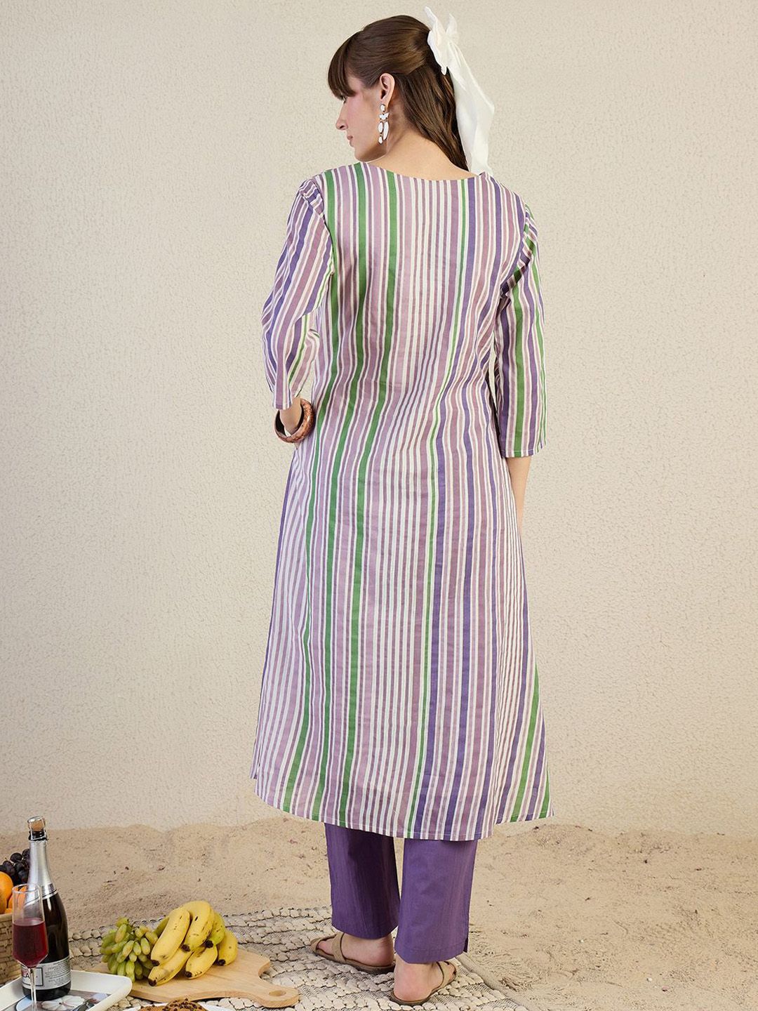 Dhiyona IE Printed Pure Cotton Top With Trousers Co-Ords