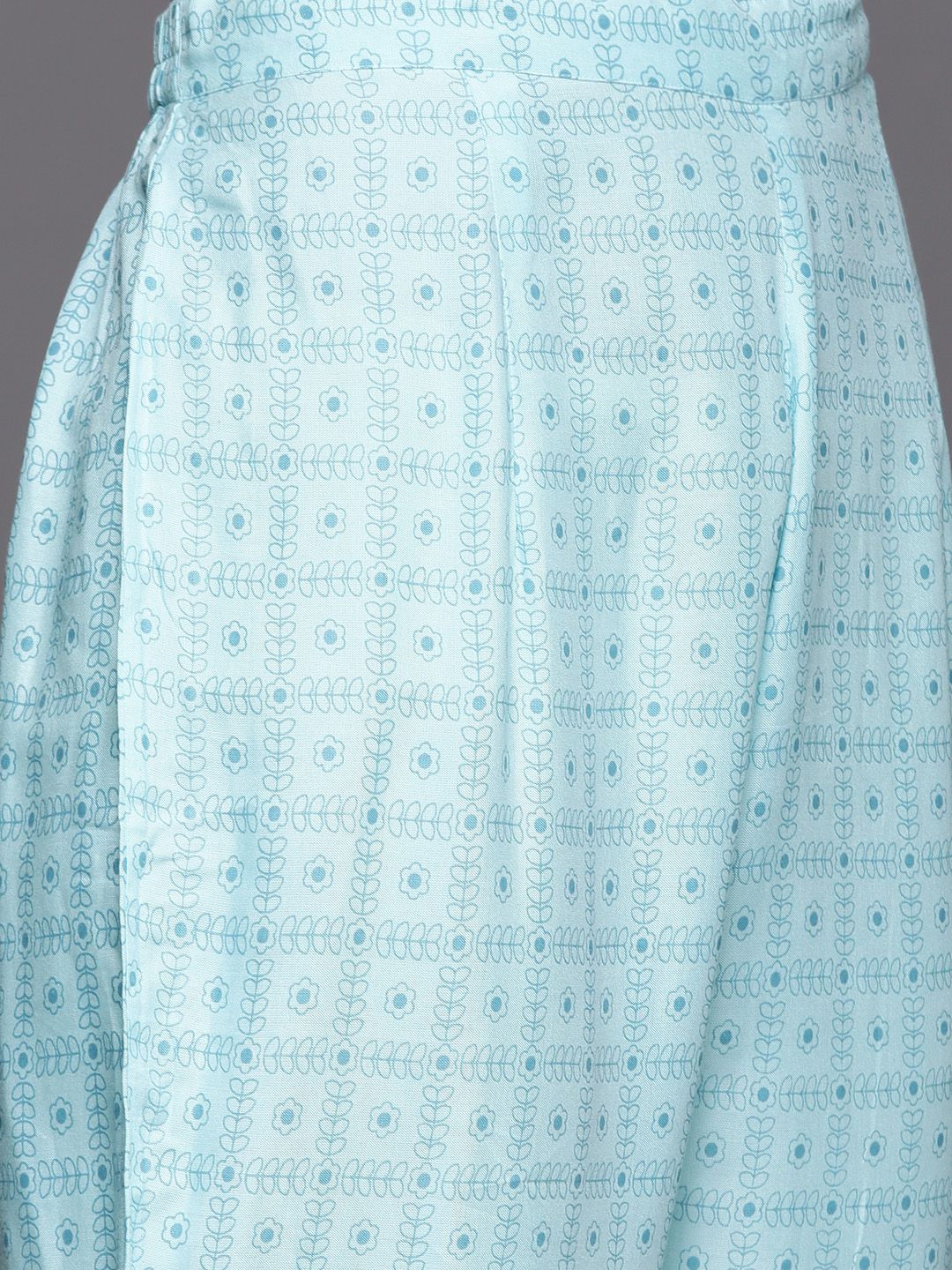 Dhiyona IE Women Turquoise Blue Floral Embroidered Mirror Work Chanderi Silk Kurta with Trousers & With