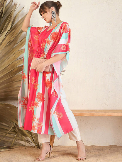 Dhiyona IE Women Floral Printed Gotta Patti Kurta