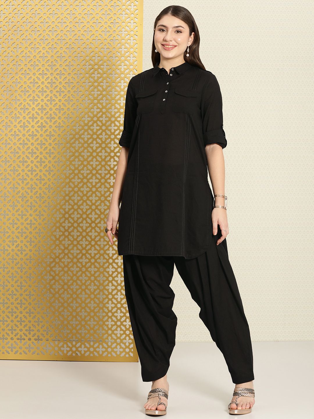 Dhiyona PD Women Women Pure Cotton Regular Jashn Kurti with Patiala