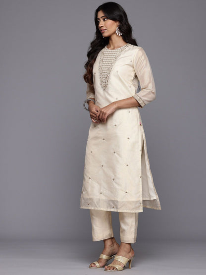 Dhiyona VA Women'sEthnic Motifs Embroidered Sequinned Brocade Kurta With Trousers & Dupatta