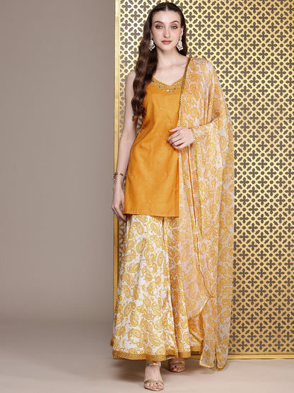 Dhiyona PD Women Women Ethnic Motifs Regular Jashn Kurti With Palazzos & Dupatta