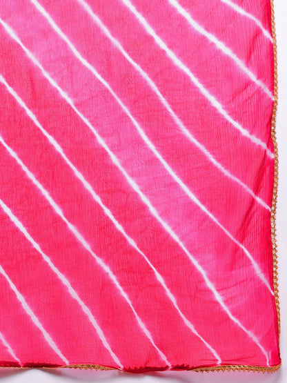 Dhiyona VA Women'sBandhani Printed Sequinned Kurta With Trousers & Dupatta